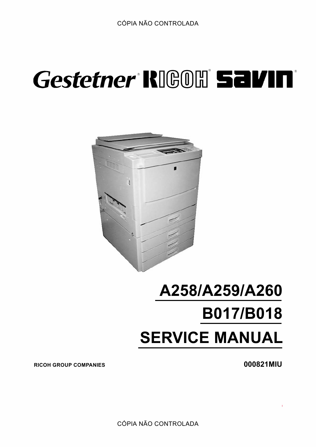 RICOH Aficio 3506 4506 3006 4006 4106 A258 A259 A260 B017 B018 Service Manual-1